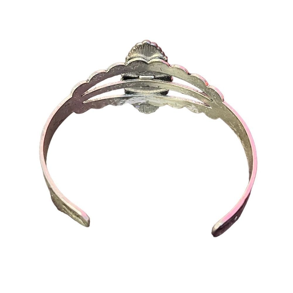 Native Style Purple Stone Silver Tone Bangle - Picture 5 of 5